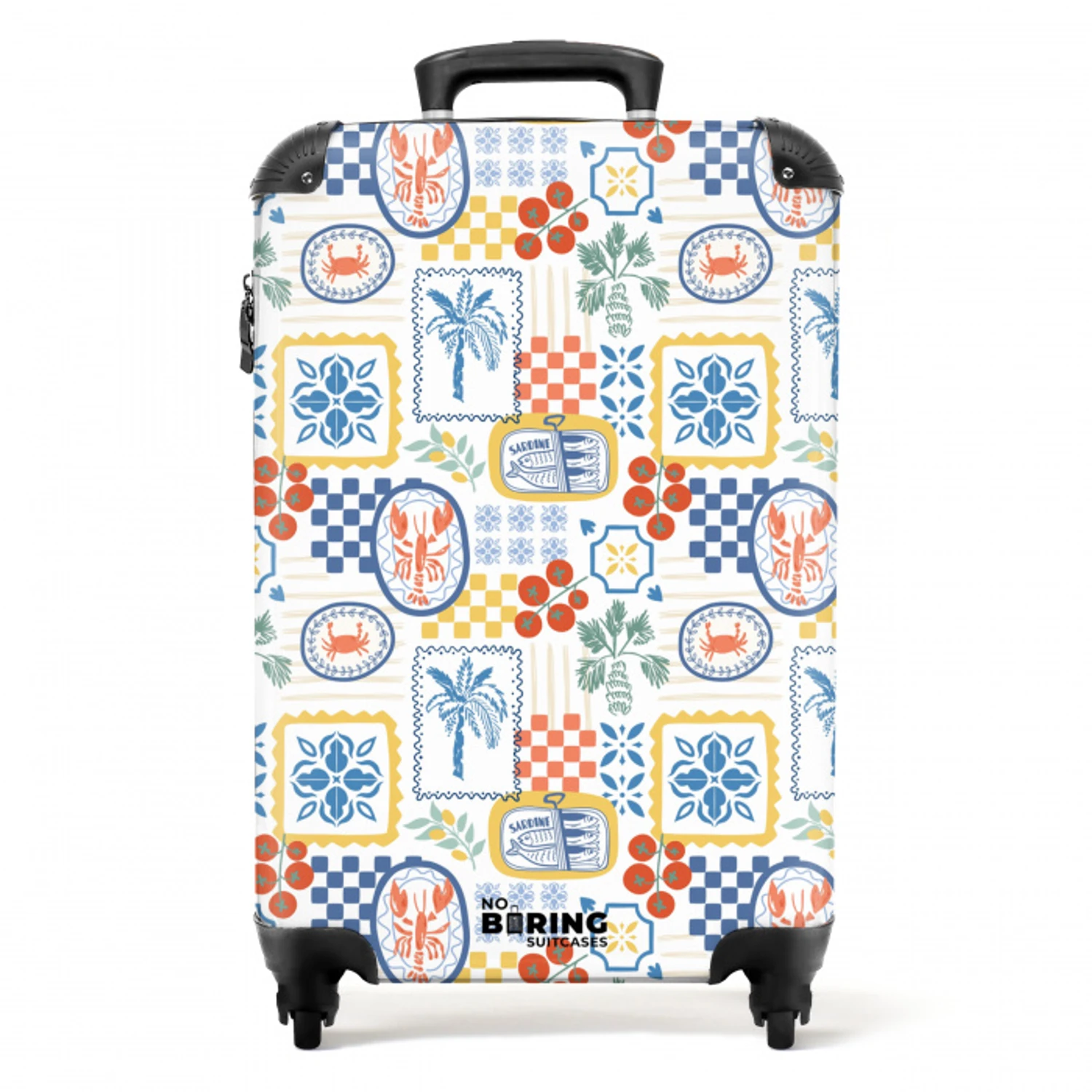 Zomer strand print kleurrijk NBS - Handbagage koffer - Volwassenen Unisex middel -productfoto_recht