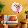 Cowboylaarzen - Roze - Boeket - Bloemen Wandcirkel Organisch Aluminium middel -sfeer4