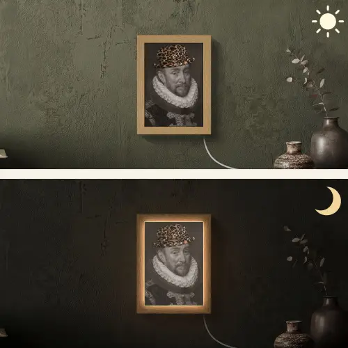 Willem van Oranje - Adriaen Thomasz - Panterprint Light Box met kabel (Wandlamp) klein -sfeer3