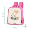 Puppy in een raceauto in beige kleuren Kinderrugzak - Roze middel -productfoto_formaten