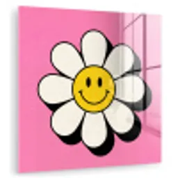 Smiley - Bloem - Roze plexiglas 5mm klein -zzzproduct_nieuw