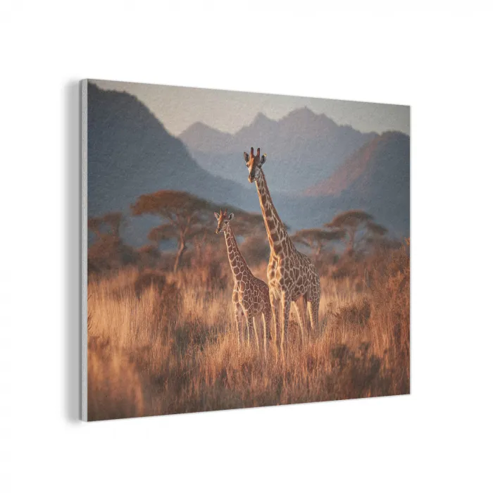 Giraffen - Hoog gras - Acaciabomen PET vilt klein -3d
