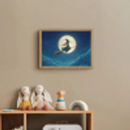Heks - Volle maan - Sterrenhemel Light Box met batterij (Wandlamp kind) middel -sfeer2_kind