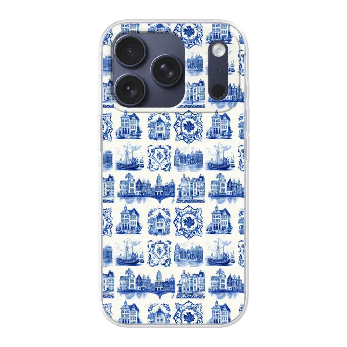 Huizen - Schepen - Blauw Telefoonhoesje iPhone 17 Pro klein 878 -3d