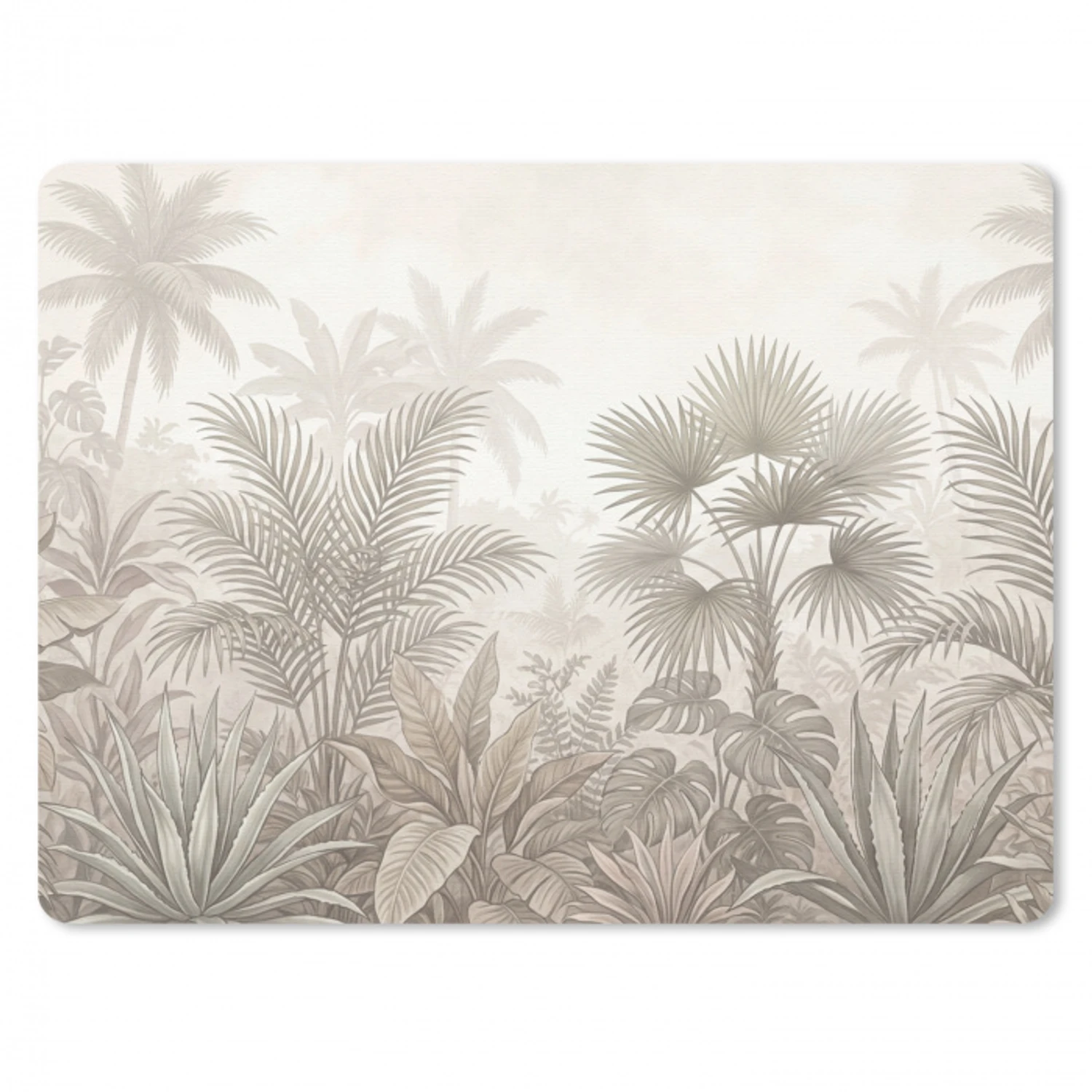 Jungle - Tropisch - Natuur -Vintage - Beige muismat rubber klein -3d