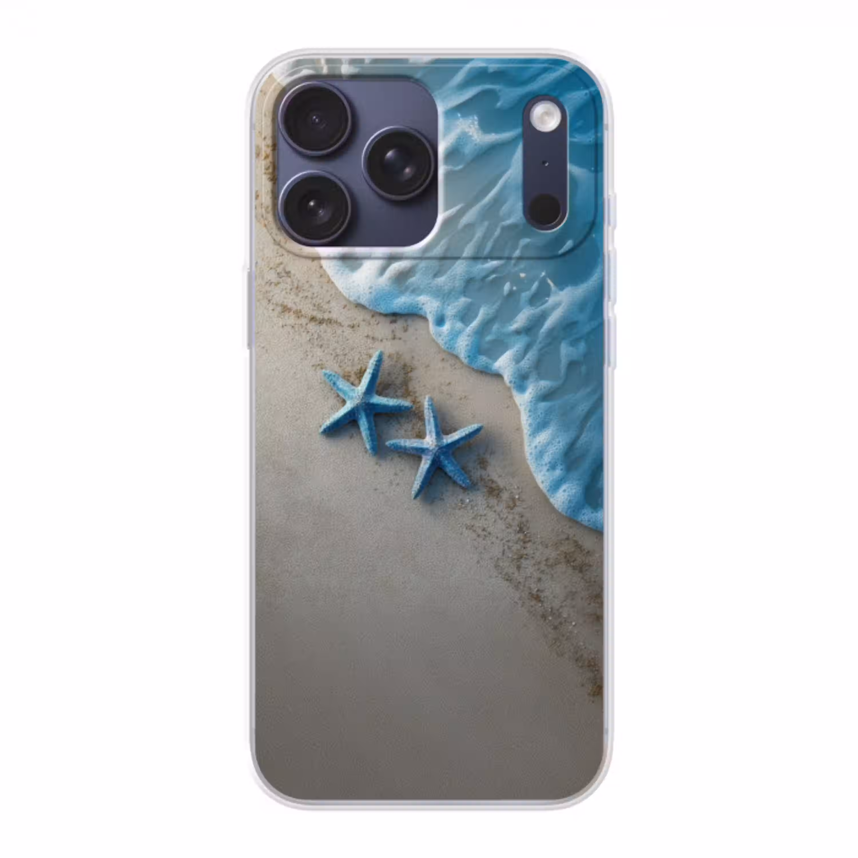 Zeesterren - Zand - Zee - Blauw Telefoonhoesje iPhone 17 Pro Max klein -3d