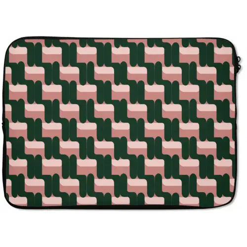 Vlechtpatroon - Groen - Roze - Geometrisch laptophoes neopreen klein 279 -zkaufland3dotto