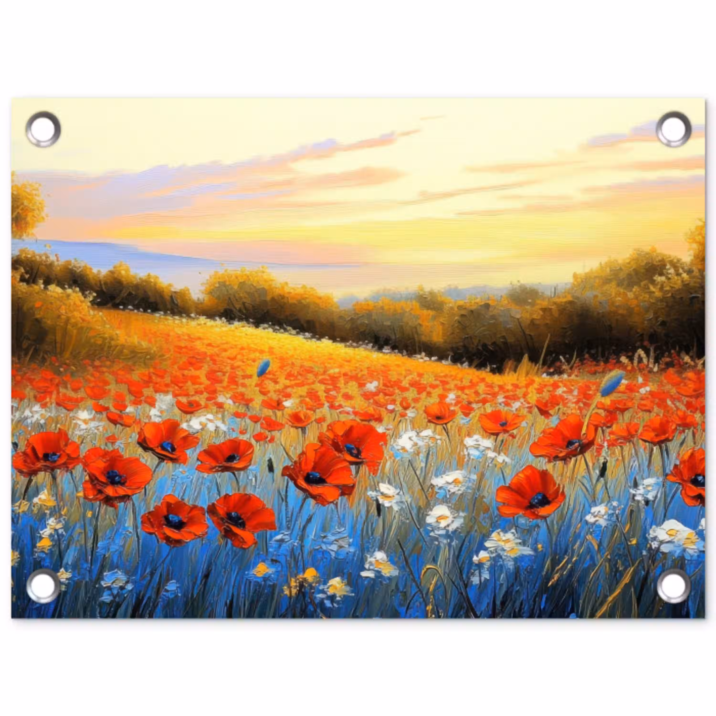 Klaproos - Bloemenveld - Kleurrijk tuinposter los doek klein -3d