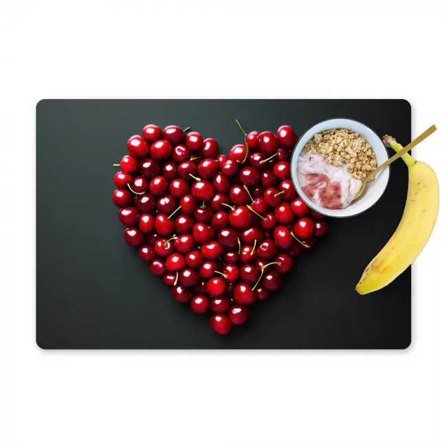 Kersen - Hart - Rood - Zwart Placemat vinyl groot -zzzproduct_Kitchenyeah-website