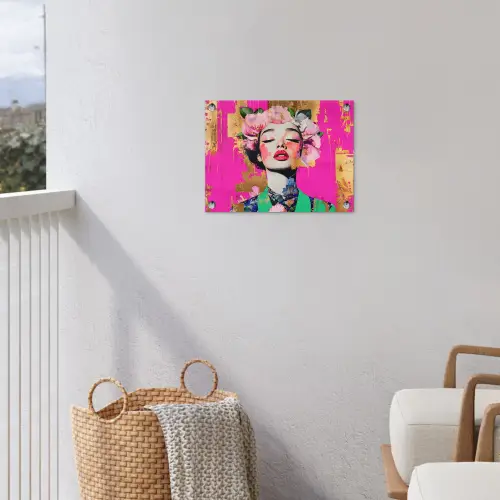 Bloemenkroon - Goud - Vrouw - Portret tuinposter los doek klein -sfeer8
