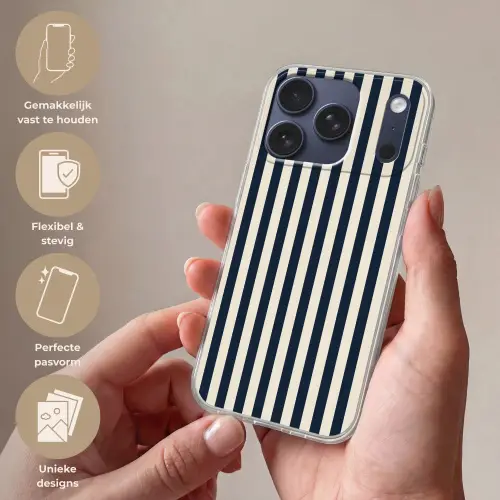 Verticale strepen - Blauw - Crème Telefoonhoesje iPhone 17 Pro klein 878 -sfeer3_NL