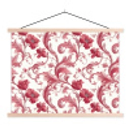Barok - Patroon - Rood textielposter latten blank klein 122 -3d