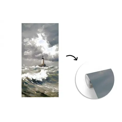 Vuurtoren - Golven - Storm fotobehang vinyl groot -3d
