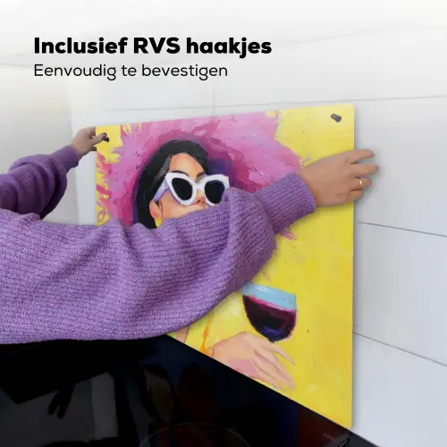 Vrouw - Hoed - Paars - Wijn Inductie beschemer met haakjes middel -ky-ophangen-nl
