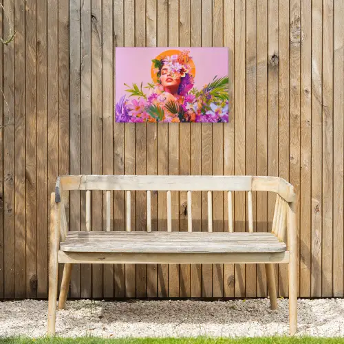 Vrouw - Abstract - Cirkel - Bloemen Tuinposter op houten frame 2 cm dik klein -sfeer4