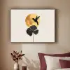 Zwarte kolibrie - Bloem - Gouden cirkel Textielframe zwart klein -sfeer1