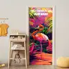 Bunter Flamingo im tropischen Dschungel mit personalisierbarem Namensfeld. deurposter klein -sfeer4