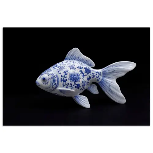 Porselein - Goudvis - Delfts - Blauw poster papier klein -3d