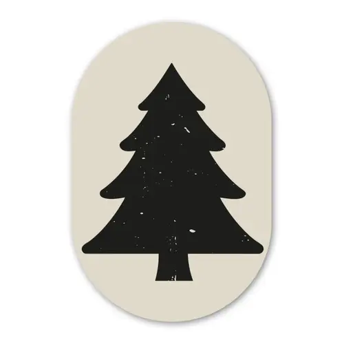 Kerstboom - Zwarte kerstboom - Boom - Japandi Wandcirkel Ovaal Glas middel -3d