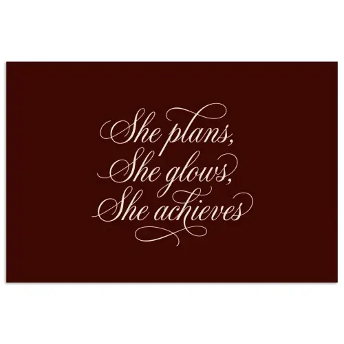 She plans she glows she achieves - Rood - Cursief poster papier klein -3d