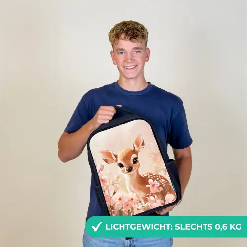 Hertje - Ogen - Stippen - Bloemen Rugzak - Zwart middel -sfeer7_NL