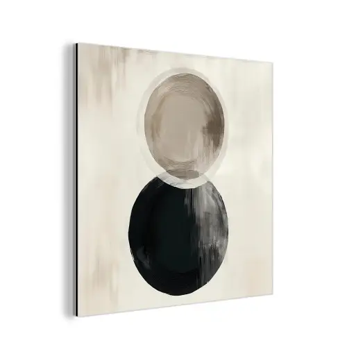 Cirkels - Vorm - Beige - Abstract aluminium wit klein -3d