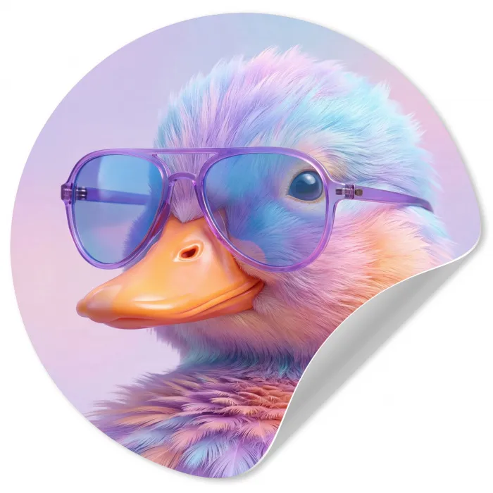 Eend - bril - Pastel Wandcirkel behangsticker klein -3d
