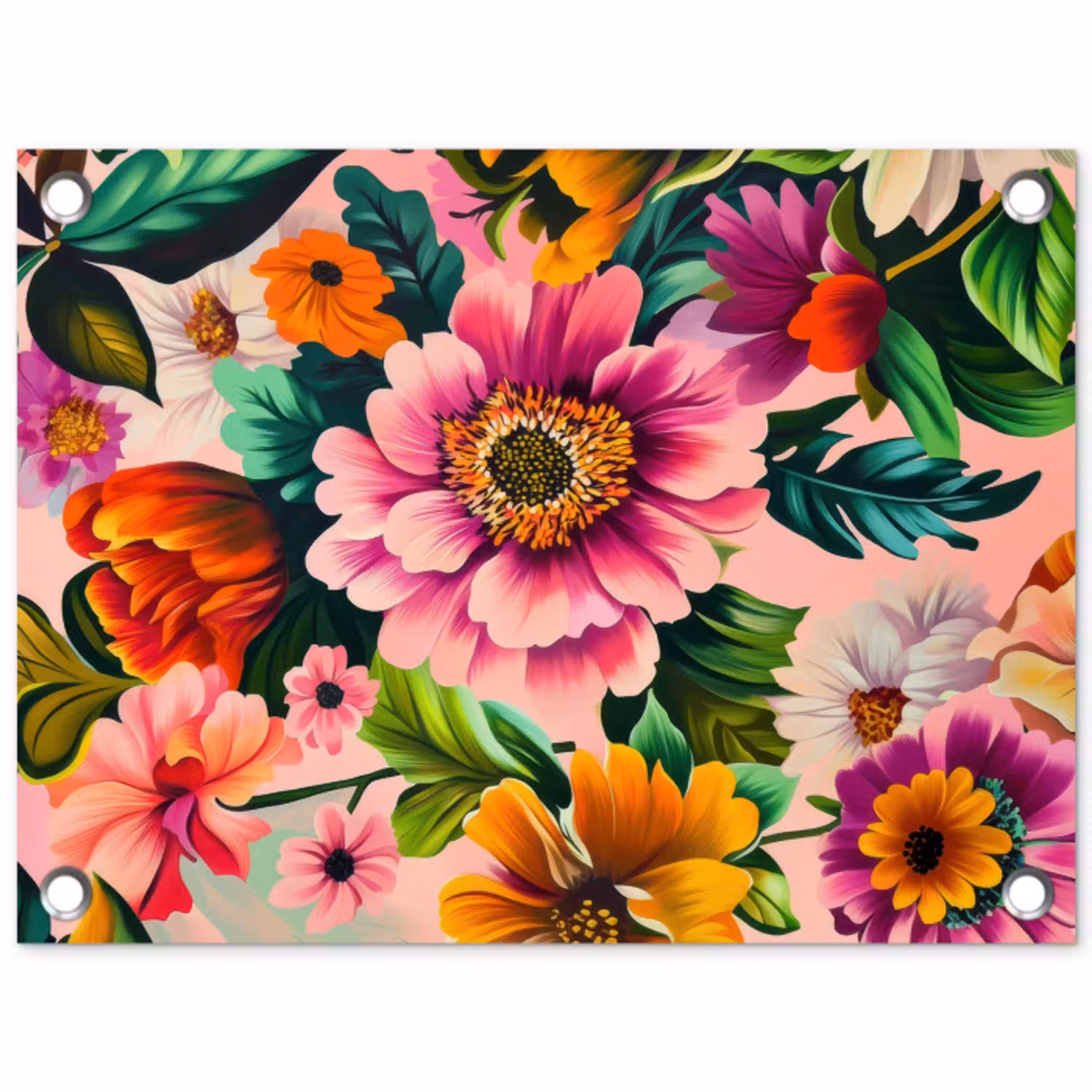 Bloemen - Kleurrijk - Roze tuinposter los doek klein -3d