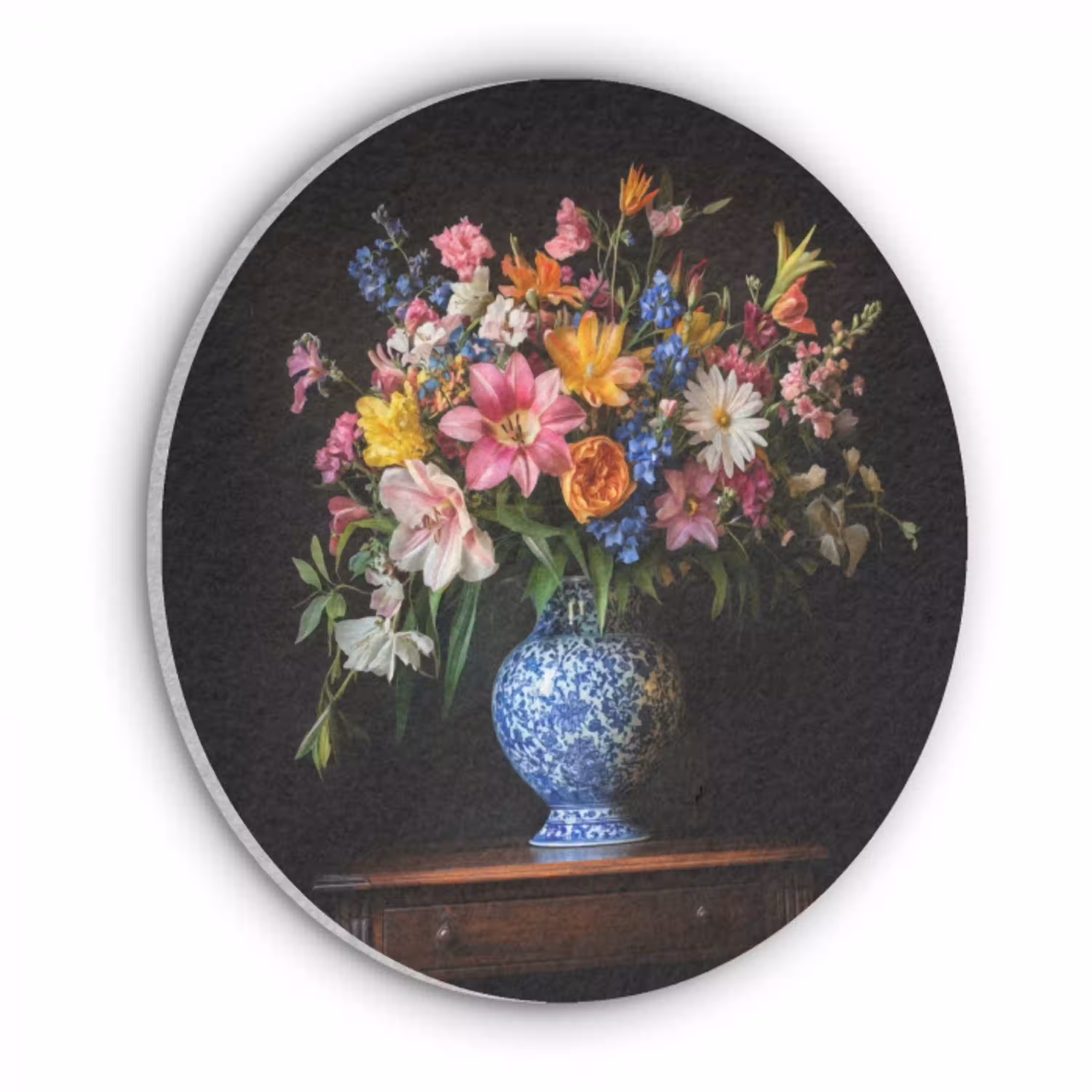 Kleur - Vaas - Bloemen - Boeket Akoestische PET Vilt - Rond klein -3d