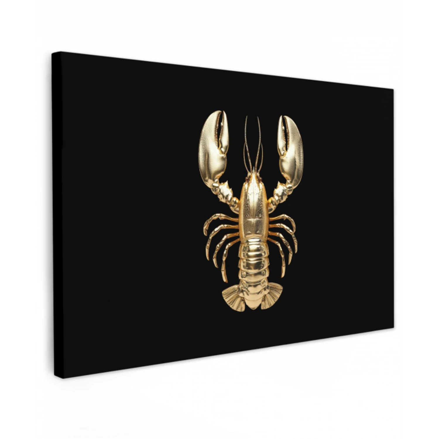 Kreeft - Goud - Textuur - Zwart canvas 2cm klein -z3d
