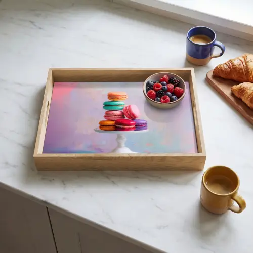 Macarons - Schaal - Pastel - Kleurrijk Dienblad Rechthoek middel -sfeer2