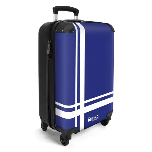 Koningsblauwe achtergrond met wit raster linksonder NBS - Handbagage koffer - Kinderen Unisex middel -productfoto_3d