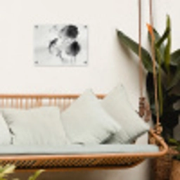 Lotusbloemen - Vissen - Bladeren - Zwart tuinposter los doek klein -sfeer7