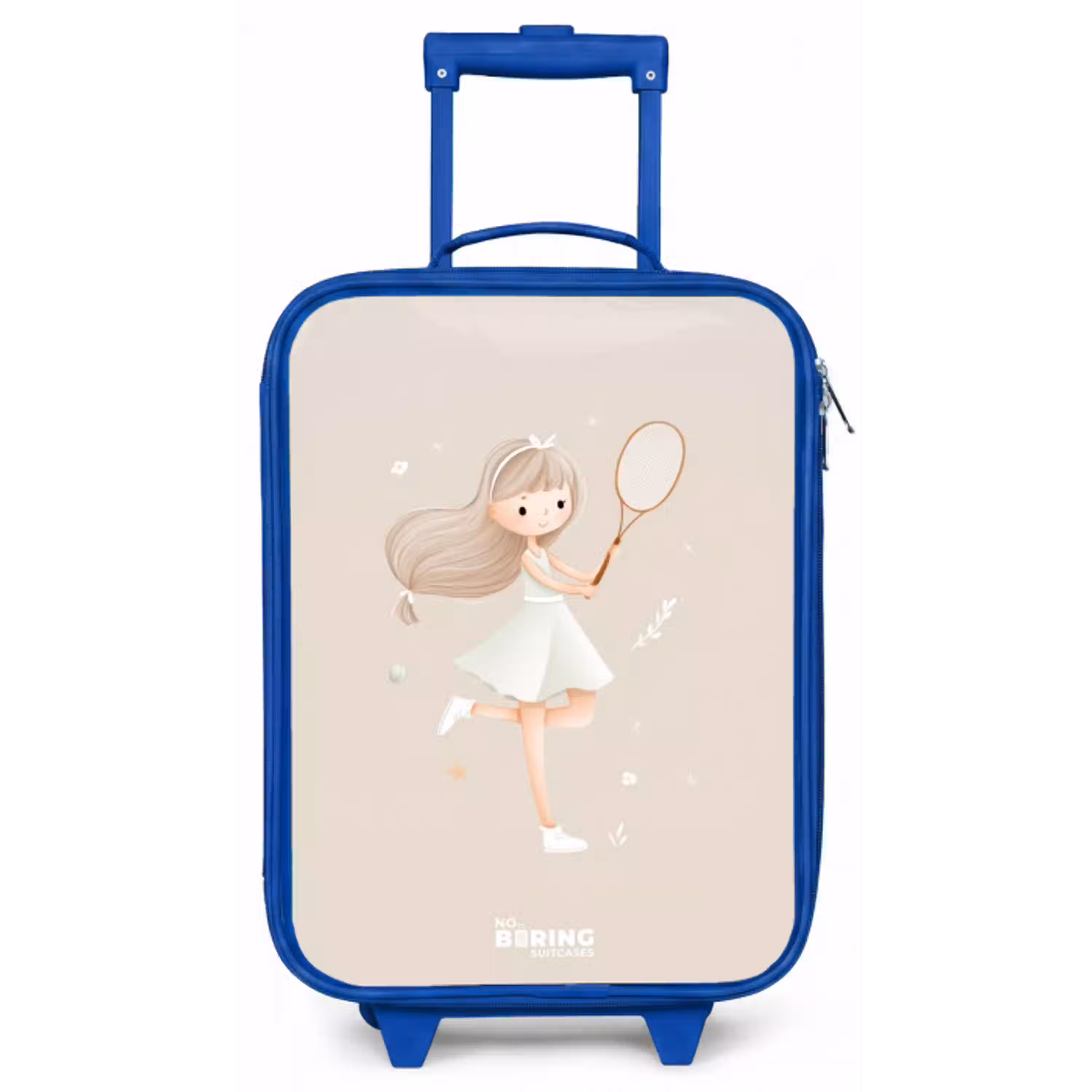 Meisje speelt tennis in beige kleuren Kinderkoffer - Blauw klein -zz3dotto