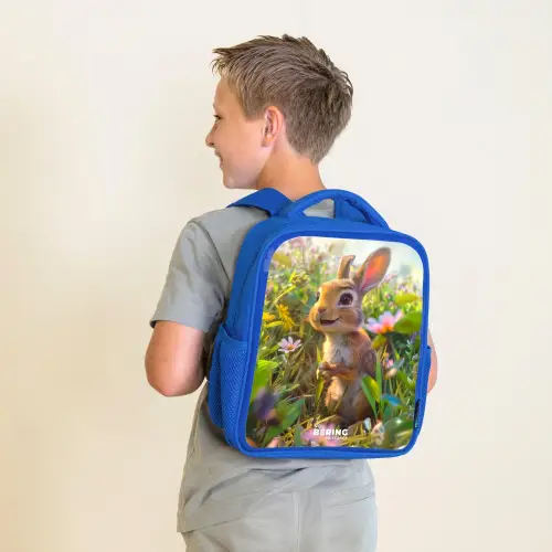 Kareltje konijn Kinderrugzak - Blauw middel -sfeer2