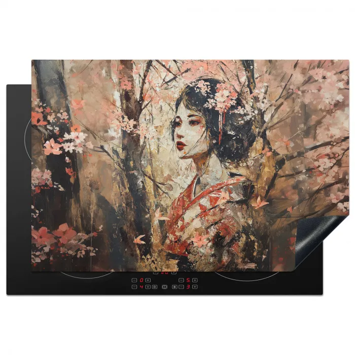 Kimono - Vrouw - kersenbomen Inductie beschermer vinyl 3mm klein -3d
