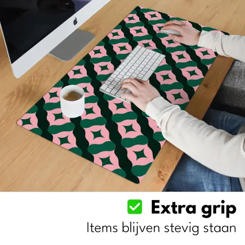 Groen - Roze - Retro - Sterren Muismat XXL klein 681 -sfeer3