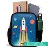 Raket - Planeet - Sterren - Veelkleurig Rugzak - Zwart middel -inhoud_NL