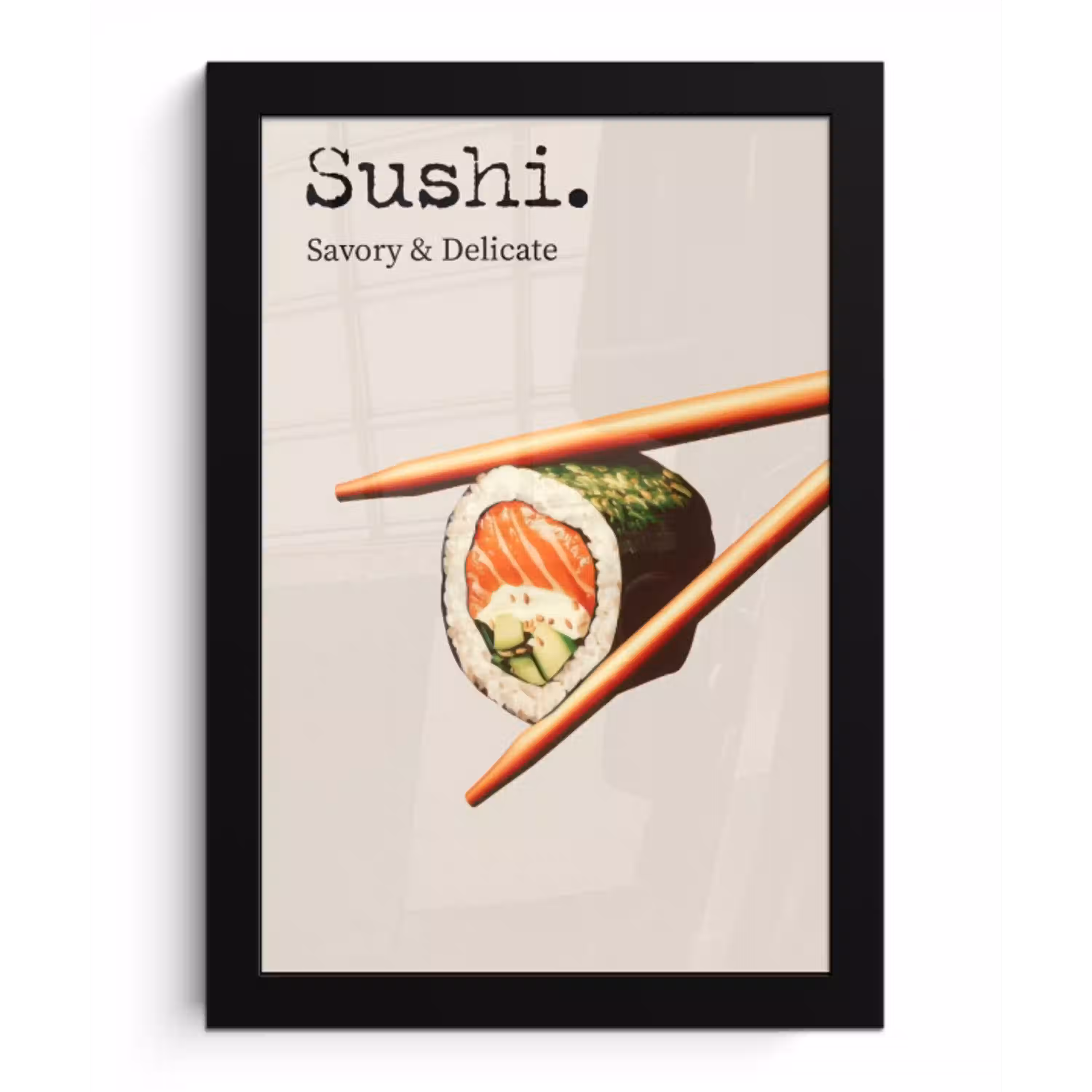 Sushi - Zalm - Rijst - Japans fotolijst zwart zonder passe partout klein -3d