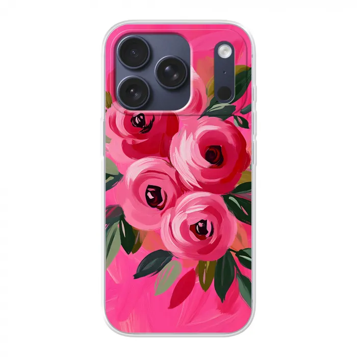 Bloemen - Verf - Roze Telefoonhoesje iPhone 17 Pro klein -3d