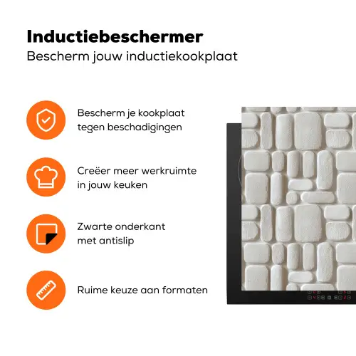 Reliëf - Structuur - Wit Inductie beschermer vinyl 3mm klein 276 -zzzzzzz-td-ups