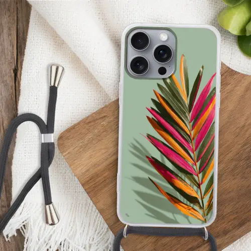 Tak - Bladeren - Kleurrijk - Schaduw Hoesje iPhone 16 Pro Max met koord klein -sfeer4