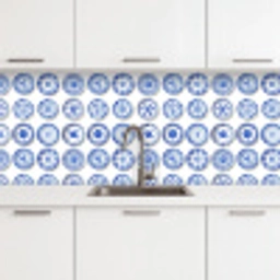 Borden - Bloemen - Patroon - Blauw keuken achterwand 2 middel 871 -3d
