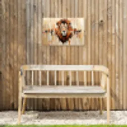 Leeuwenkop - Lijnen - Crème Tuinposter op houten frame 2 cm dik klein -sfeer4