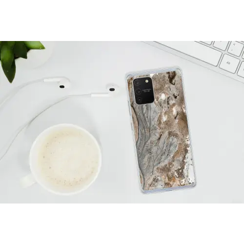 Abstract - Marmer - Wit - Bruin - Marmerlook Telefoonhoesje Samsung Galaxy S10 Lite klein -oordopS10Lite