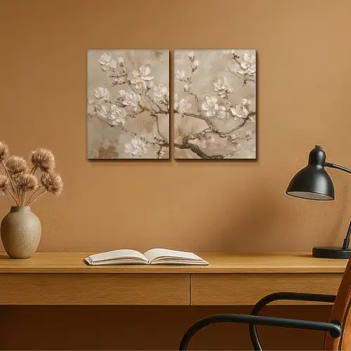 Beige - Bloesem - Modern Canvas - Meerluiken 2 luik klein -sfeer5