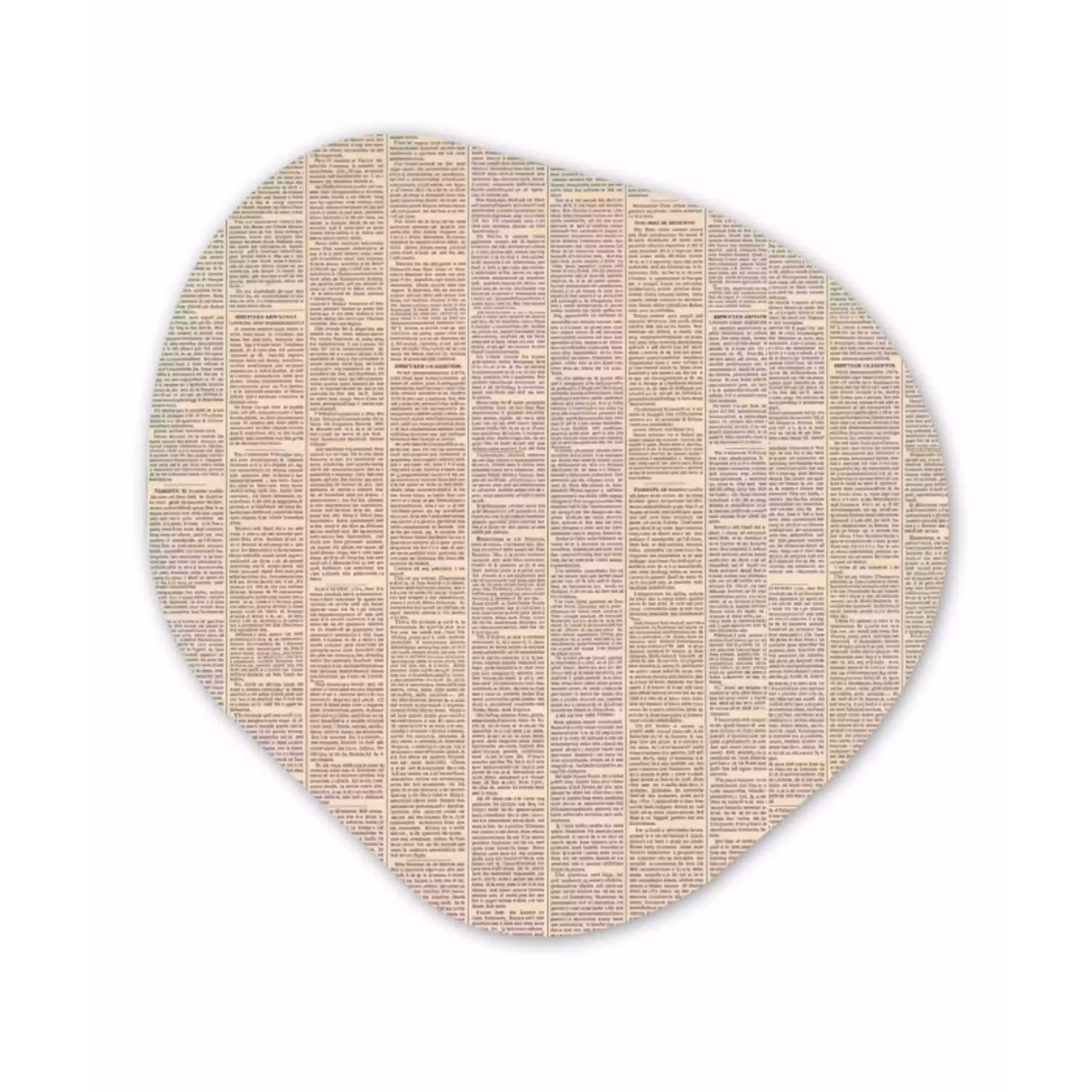 Krant - Nieuws - Historisch - Vintage - Beige Wandcirkel Organisch Aluminium middel -3d