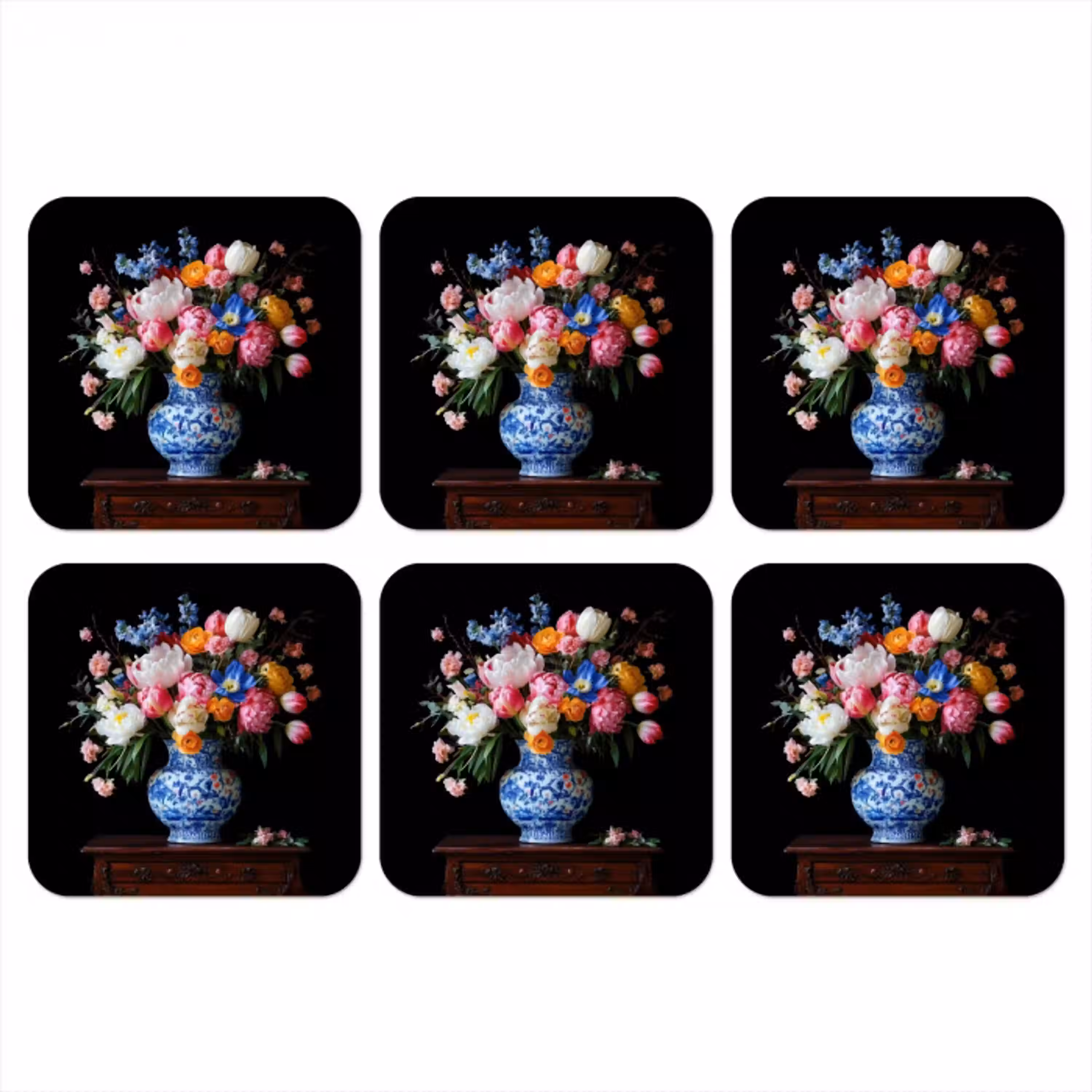 Rozen - Bloemen - Vaas - Boeket onderzetter kurk middel -3d
