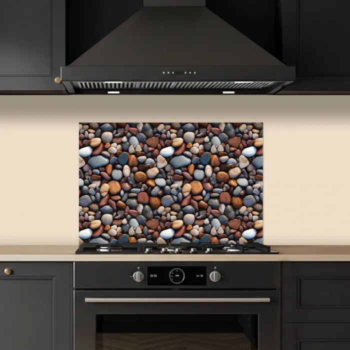 Gepolijst - Kiezel - Warm keuken achterwand spatscherm klein 900 -sfeer1