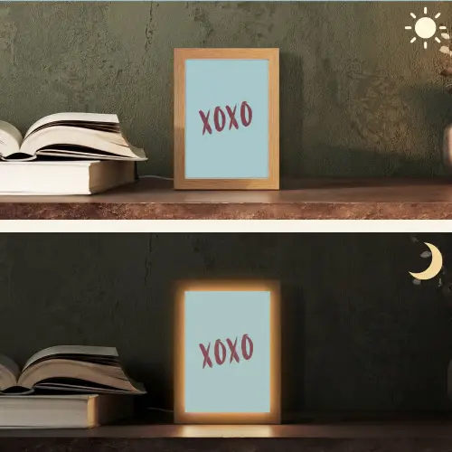 XOXO - Blauw - Rood Light Box met kabel (Tafellamp) klein -sfeer3